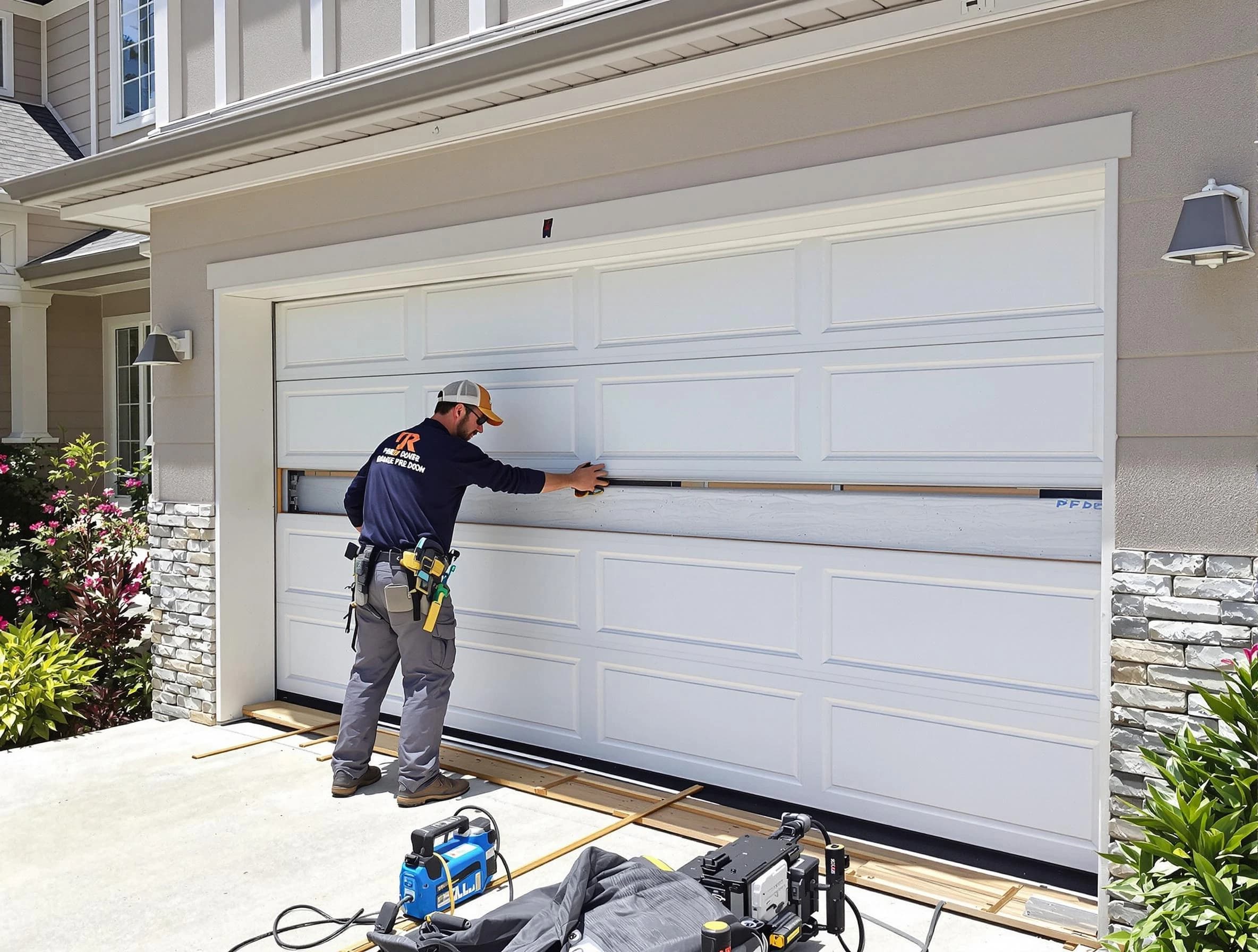 McDonough Garage Door Repair team performing complete garage door replacement at McDonough residence
