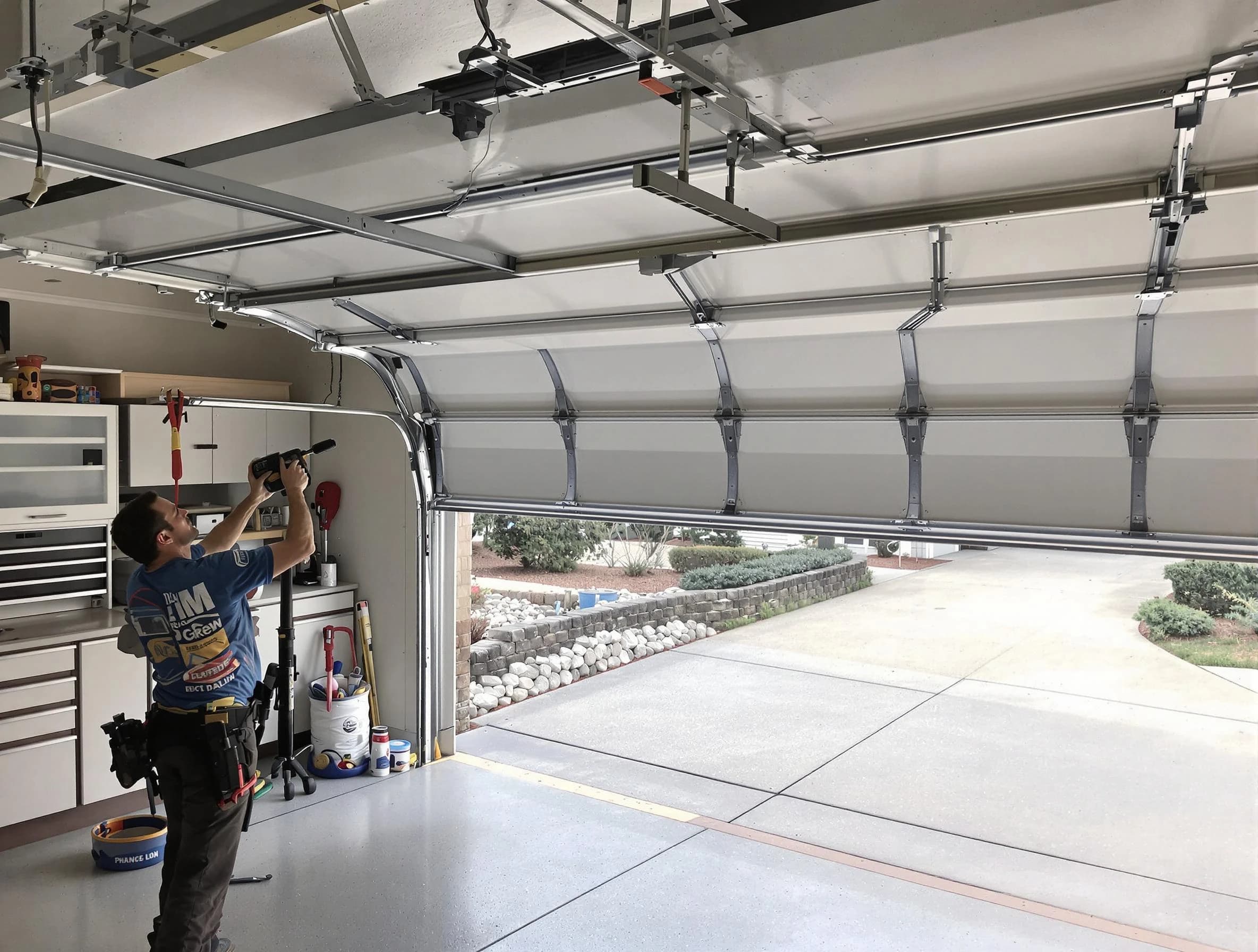 Garage door track repair service by McDonough Garage Door Repair in McDonough