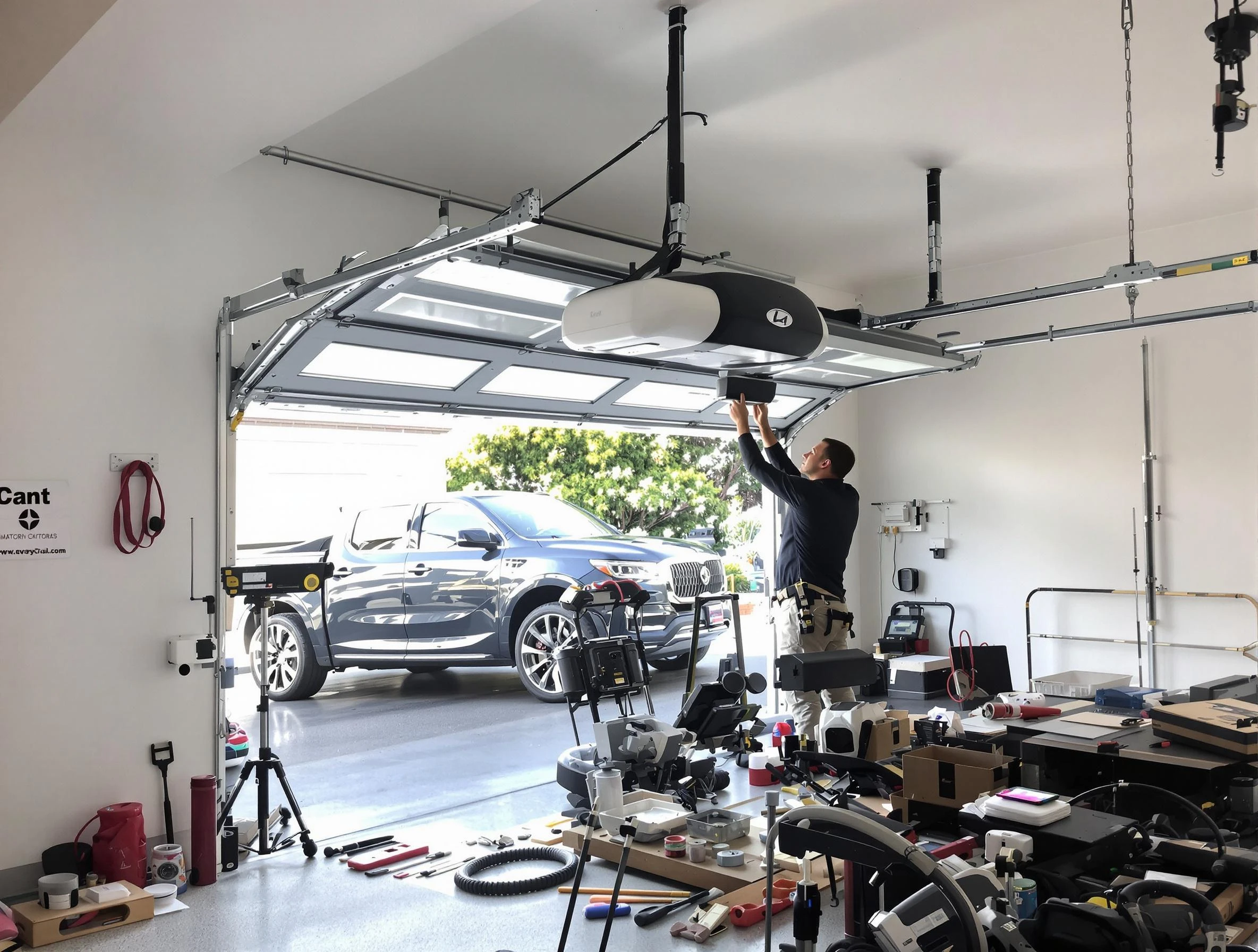 McDonough Garage Door Repair specialist installing smart garage door opener system in McDonough home