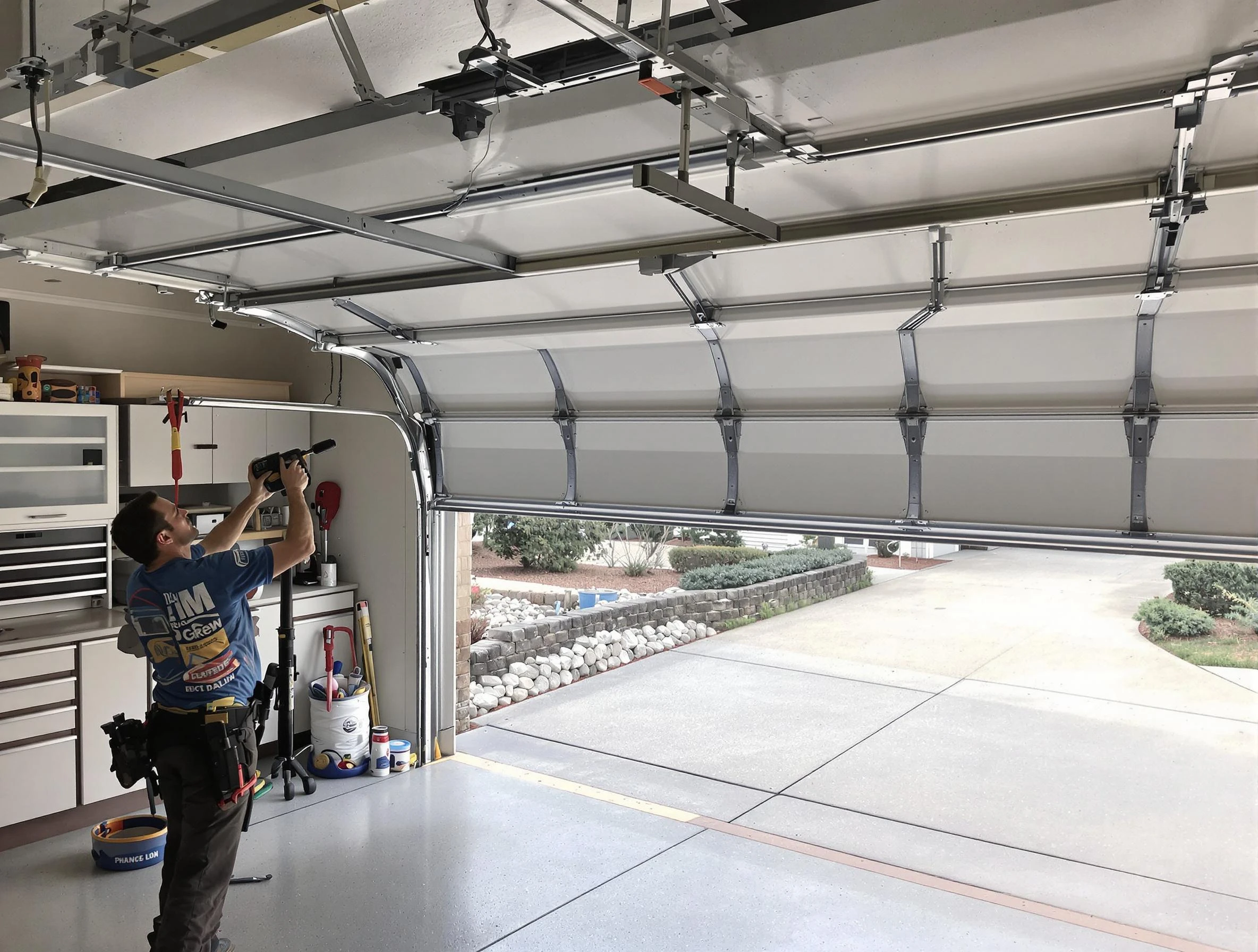 Garage door track repair service by McDonough Garage Door Repair in McDonough